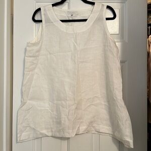 Escandar 100% linen sleeveless white Lagenlook top button detail size 0